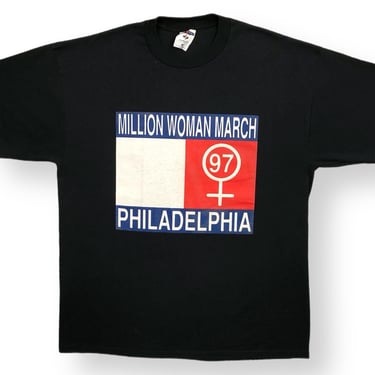 Vintage 1997 Million Woman March Philadelphia Double Sided “Beside One Million Strong Men.. One Million And One Strong Women” Shirt Size XL 