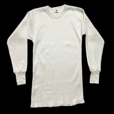 Vintage 1960s/1970s HANES Thermal Cotton Undershirt ~ fits S ~ Long John ~ Waffle Knit ~ Henley / Sweatshirt ~ Base Layer 