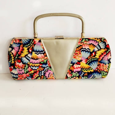 60s Top Handle Bag Colorful Silkprint Rectangular 