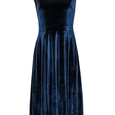 Betsey Johnson - Navy Blue Velvet A-Line Midi Dress Sz 8