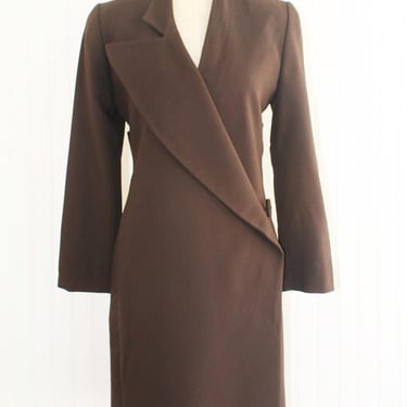 1980s - Chocolate Brown - Wool Crepe - Designer, Gianfranco Ferre - Made in Italy - Marked size 44 