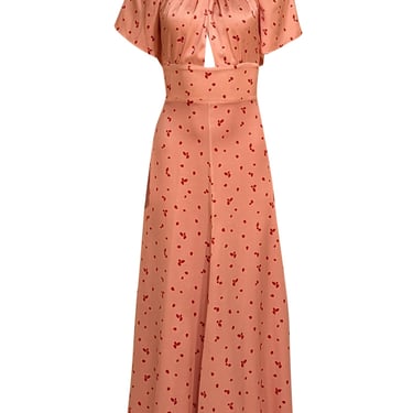 Silvia Tcherassi - Blush Pink Silk Blend w/ Red Polka Dot Print Formal Dress Sz M