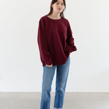 Vintage Berry Maroon Sweatshirt | Unisex Oversized Cotton Blend Comfy Lounge | XL | 