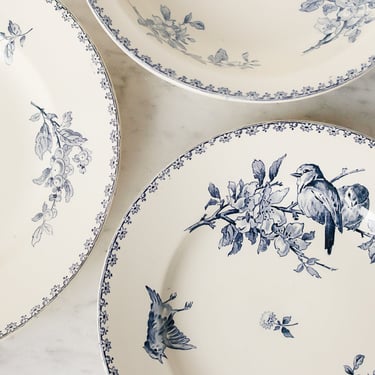 Trio of Transferware Serving Plates with Birds