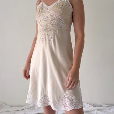 1930's Cream Silk Slip with White Lace