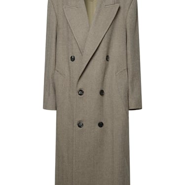 Ami Paris Beige Wool Coat Woman