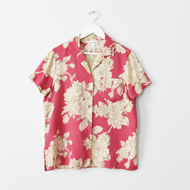 vintage 90s floral print button down shirt, size M / L 