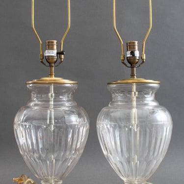 Neoclassic Taste Cut Glass Urn Form Table Lamps, 2