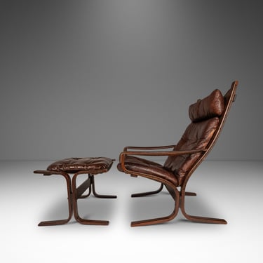 Mid-Century Modern High Back Siesta Chair and Ottoman by Igmar Relling for Westnofa, Norway, c. 1960's 