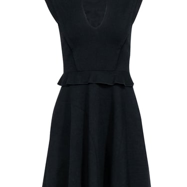 Proenza Schouler - Black Knit Sleeveless Fit &amp; Flare Dress Sz 2