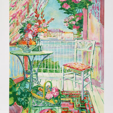 White Chair by Lloyd van Pitterson Tropical Impressionist Lithograph 