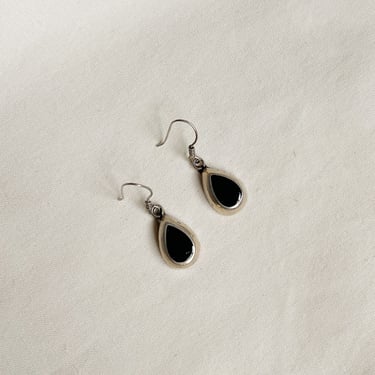 Vintage Obsidian Tear Drop Earrings