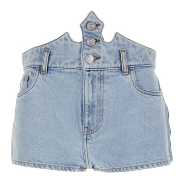 Coperni Women Blue Shorts With Crown-Shaped Design In Cotton Woman