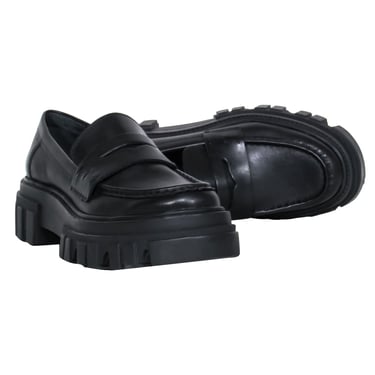 Marc Fisher - Black Leather Platform Loafers Sz 7