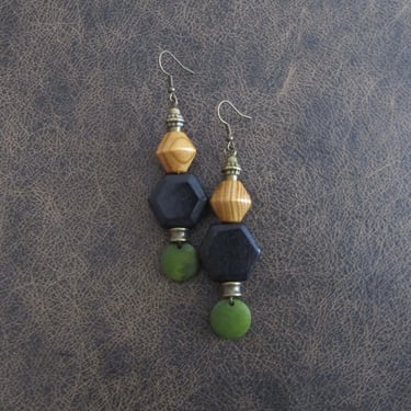 Wooden hexagon earrings 