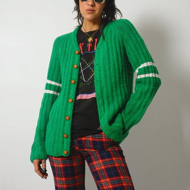 1970's Lucky Kelly Green Cardigan