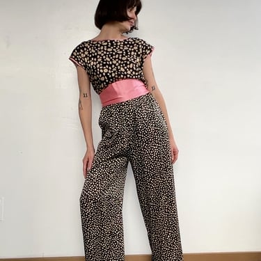 Vintage Silk Polka Dot Jumpsuit (S)