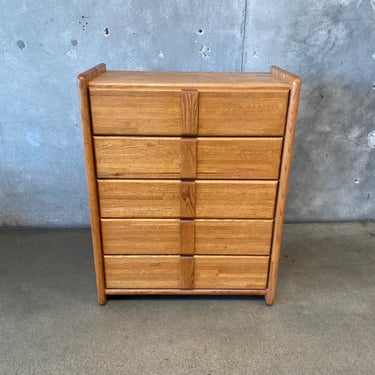 Post Modern John Boyd Designs Solid Oak Highboy Dresser Circa 1980