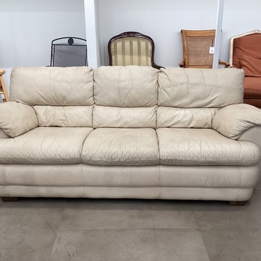 Cream Faux Leather Sofa