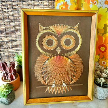 Groovy Owl Decor, String Art, Artisan Made,  Wall Hanging, Vintage 70s Home Decor, Kitschy 