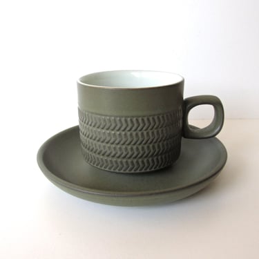 Vintage Denby Chevron Camelot Cup And Saucer by Gill Pemberton - 2 available 