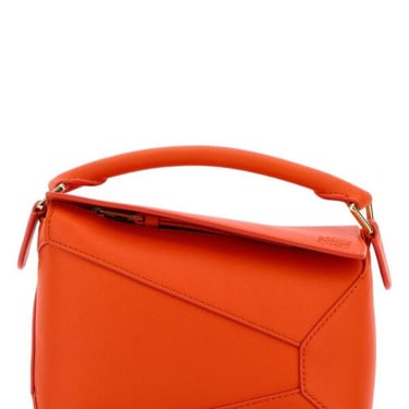 Loewe Women Orange Leather Mini Puzzle Handbag