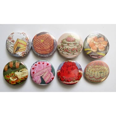 Vintage Food Pinback Button - Retro Cookbook Photo Buttons - 1.25" Pin Badge 