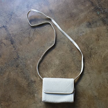 Whiting and Davis Purse / White Metal Spider Mesh Bag / Cross Body 