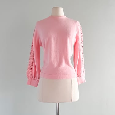 Baby Pink 1960's Full Fashioned Sweater / Medium