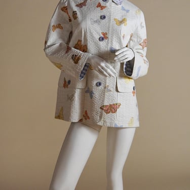 1990s Geoffrey Beene chore coat with butterflies 