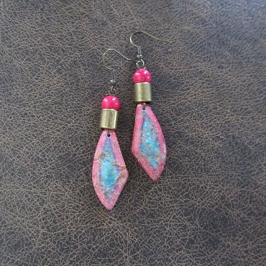 Mosaic pink imperial jasper earrings 