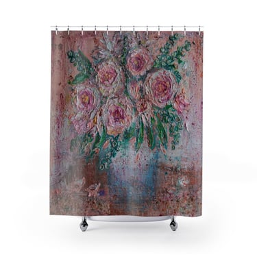 Floral Roses Shower Curtain ~ Floral Bath Curtain ~ Floral Art Shower Curtain ~ Pink Shower Curtain ~ Colorful Flower Shower Curtain 