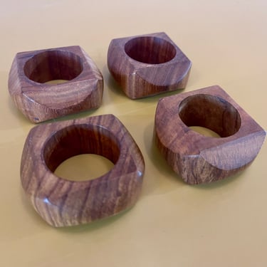 Vintage 70s Dansk Style Teak Napkin Rings • Set of 4 