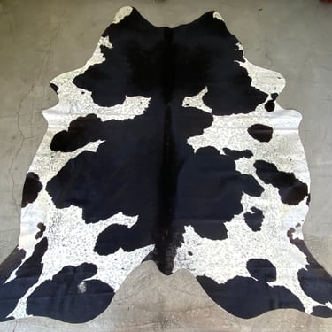 Extra Large Black and White Natural Brazilian Cowhide 7'2