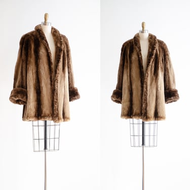 brown fur coat 50s 60s vintage heavy mouton fur lambskin stroller coat 