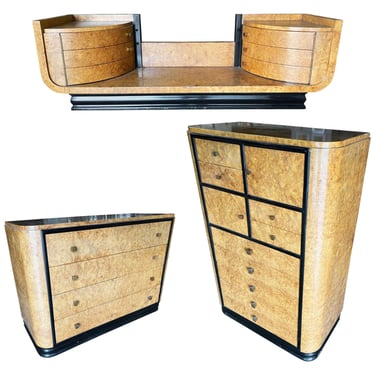 Streamline Art Deco Dresser & Vanity Bedroom Set by Donald Deskey for Widdicombe 