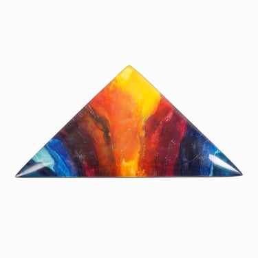 1995 Nicholas Mirandon Abstract Triangular Rainbow Resin Wall Sculpture Painting 