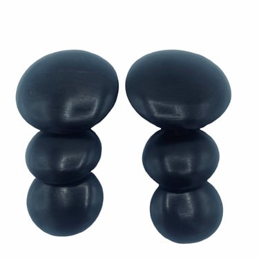 Monies Black Polished Wood Clip On earrings