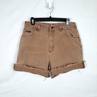 Vintage 90s Brown High Rise Denim Shorts, Size 31 Waist 