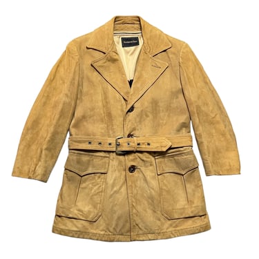Vintage 1970s NORDSTROM Suede Leather Jacket ~ size S to M (Short) ~ Belted Coat ~ Safari ~ Norfolk ~ Zip-In Lining ~ Buckskin 
