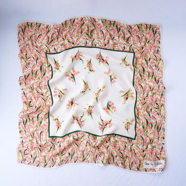 Diane Von Furstenberg Vintage Scarf Pink Floral headscarf  Scarf Vintage Silk Hair Tie for Handbag Scarf Vintage Neck Scarf Green 