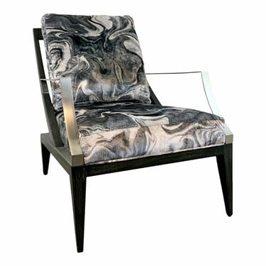 Caracole Modern Black and Pearl Abstract Repetition Lounge Chair