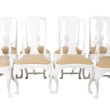 Set of Eight Painted Queen Anne Style Dining Room Chairs