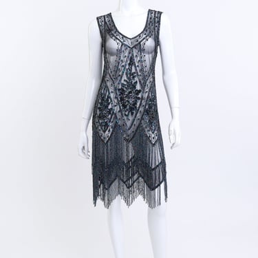 Iridescent Beaded Fringe Flapper Dress