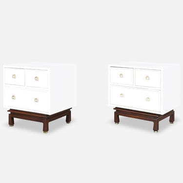 Vintage Beige Lacquered Nightstands by American of Martinsville