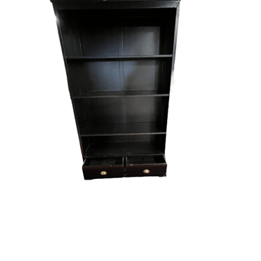 Large 3 Shelf Black Bookcase with 2 Lower Drawers JC155-26