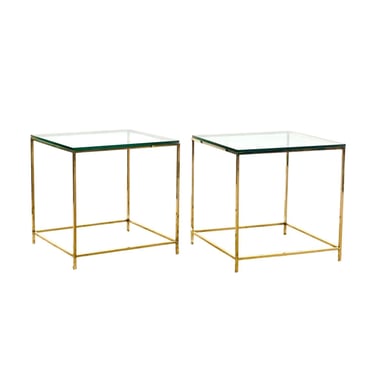 Mid Century Brass and Glass Side End Tables, 1960