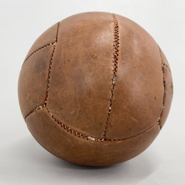 Vintage Brown Leather Medicine Ball, 1930's / Heavy Exercise Ball / Gym Ball / Vintage Sport 