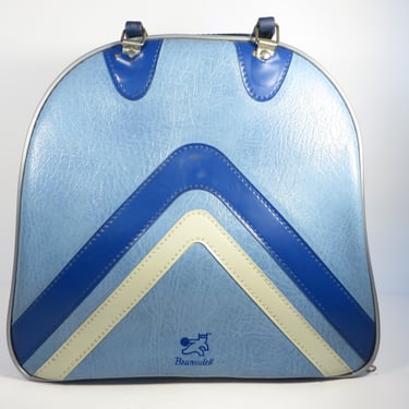 Vintage Brunswick Blue Vinyl Bowling Bag - Blue Bowling Bag 