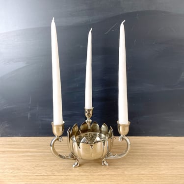 Reed and Barton lotus epergne with candleholders - vintage 1980s silverplate 